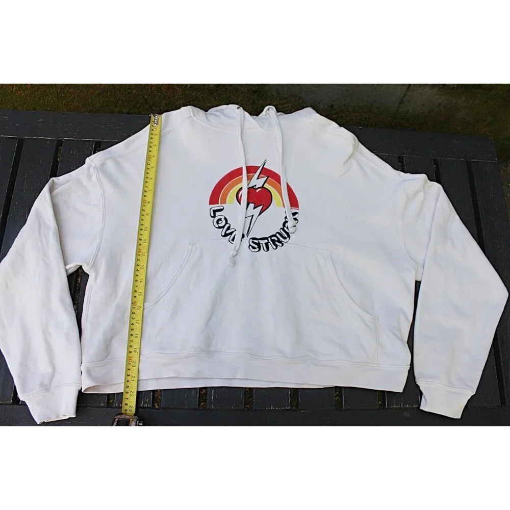 Re/Done - Love Struck Hoodie in Ivory, Medium - some flaws, READ - Picture 7 of 12